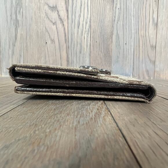 Gucci Eclipse GG Signature Logo Print Canvas & Leather Trifold Wallet Brown - Picture 13 of 16